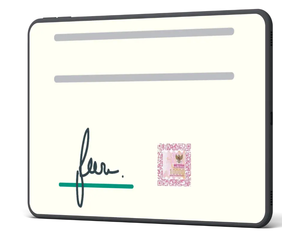 Tablet showing a digital signature